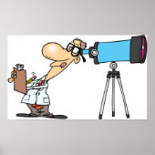 Wetenschapper met Telescope Astronomy Science Humo Poster (Voorkant)