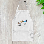 Wetenschapper met Telescope Astronomy Science Humo Standaard Schort<br><div class="desc">Kook, experimenteer of creëer in stijl met dit leuke cartoon-schort voor wetenschappers. Met een eigenzinnige wetenschapper die door een telescoop kijkt, is dit ontwerp perfect voor liefhebbers van astronomie, wetenschapsliefhebbers en lab-geeks. Of je nu in de keuken, in de klas of in het lab bent, dit schort voegt een unieke...</div>