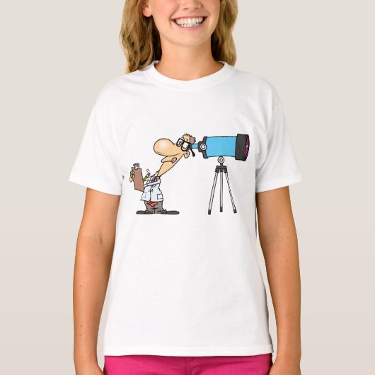Wetenschapper met Telescope Astronomy Science Humo T-shirt (Voorkant)