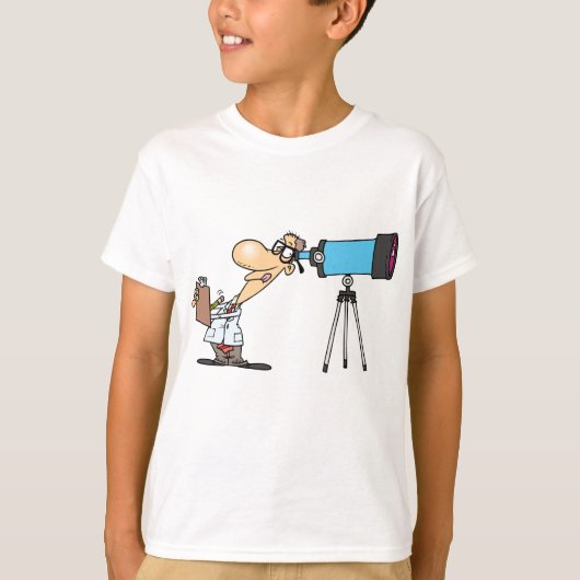 Wetenschapper met Telescope Astronomy Science Humo T-shirt (Voorkant)