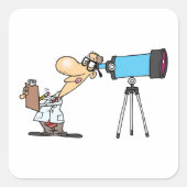Wetenschapper met Telescope Astronomy Science Humo Vierkante Sticker (Voorkant)