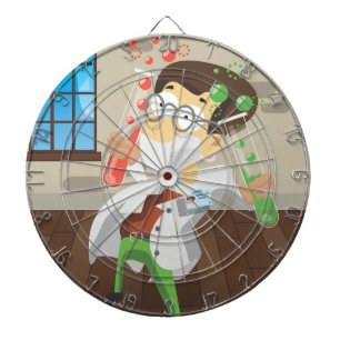 Wetenschappers met testbuizen dartbord