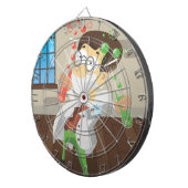 Wetenschappers met testbuizen dartbord (Voorkant Rechts)