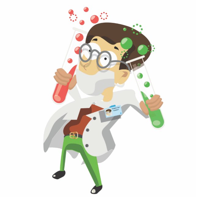 Wetenschappers met testbuizen staand fotobeeldje  (Voorkant)