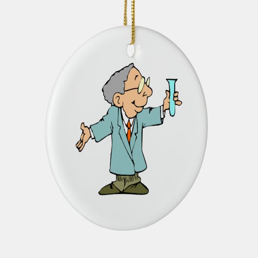 Wetenschappers Nerd in lab coat met testbuis Keramisch Ornament (Rechts)