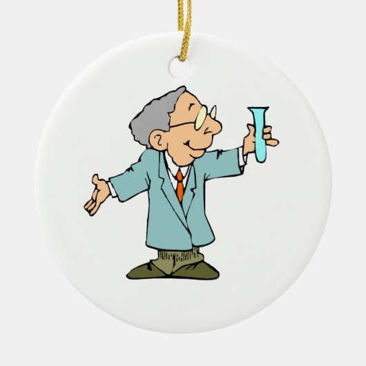 Wetenschappers Nerd in lab coat met testbuis Keramisch Ornament (Voorkant)