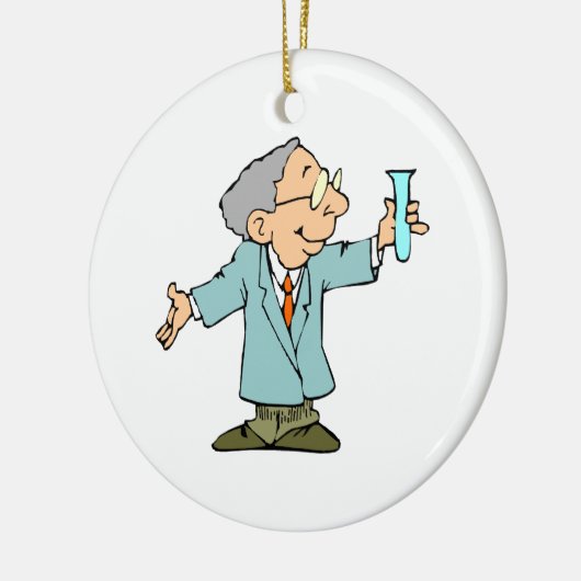 Wetenschappers Nerd in lab coat met testbuis Keramisch Ornament (Links)