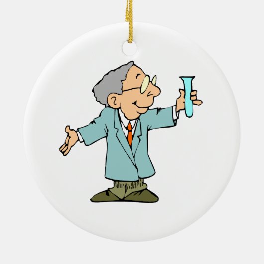 Wetenschappers Nerd in lab coat met testbuis Keramisch Ornament (Achterkant)