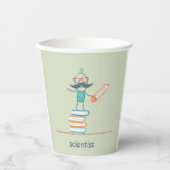 Wetenschappers staan op de boeken papieren bekers (Voorkant)