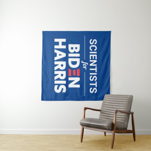 Wetenschappers voor Biden Harris Custom Text Blue Wandkleed (In Situ (horizontaal))