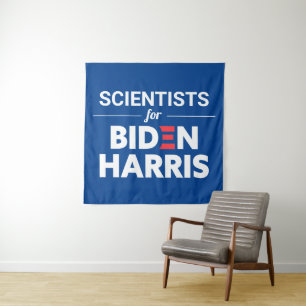 Wetenschappers voor Biden Harris Custom Text Blue Wandkleed