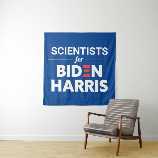 Wetenschappers voor Biden Harris Custom Text Blue Wandkleed (In situ)