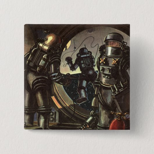 wetenschapscentra op een ruimteruil vierkante button 5,1 cm (Voorkant)