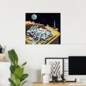  wetenschapscentrum, ruimtestation op de maan poster (Thuiskantoor)