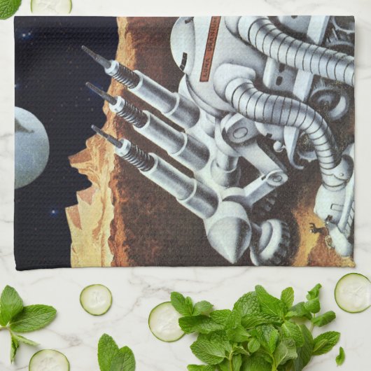  wetenschapscentrum, ruimtestation op de maan theedoek (Gevouwen)