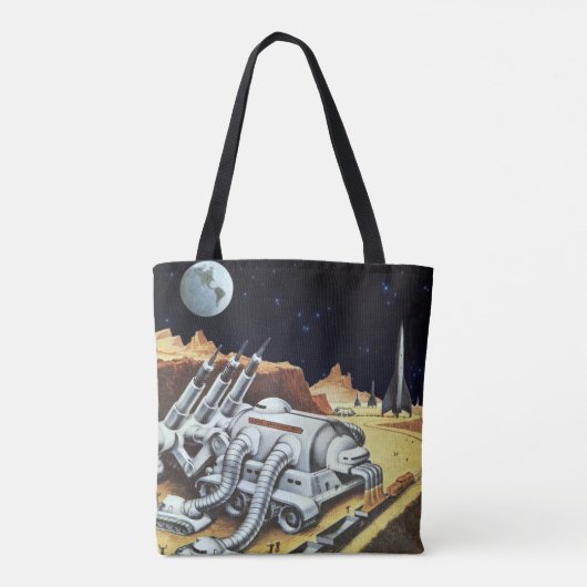 wetenschapscentrum, ruimtestation op de maan tote bag (Achterkant)