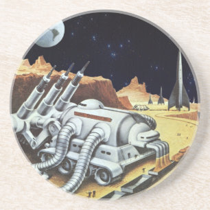 wetenschapscentrum, ruimtestation op de maan zandsteen onderzetter