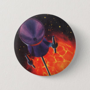  wetenschapscentrum, Sci Fi Rocket, Red Planet Ronde Button 5,7 Cm
