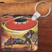  wetenschapscentrum, Sci Fi UFO Alien Invasion Sleutelhanger (Achterkant)