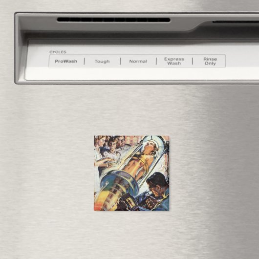  wetenschapscentrum, Woman Lab-experiment Magneet (Insitu (Vaatwasser))