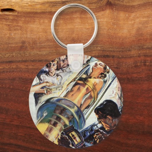 wetenschapscentrum, Woman Lab-experiment Sleutelhanger (Voorkant)