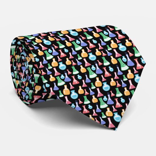 Wetenschapschemie Colorful Pattern Teacher Black Stropdas (Opgerold)