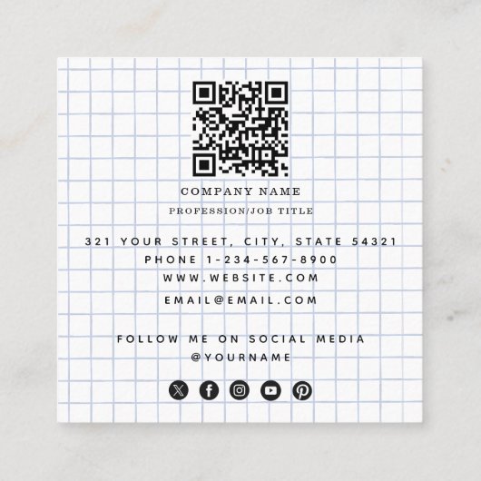 Wetenschapschemie Wetenschappers QR Code Sociale m Vierkante Visitekaartje (Achterkant)