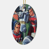 wetenschapsconcultivebureaus die een robot maken keramisch ornament (Links)