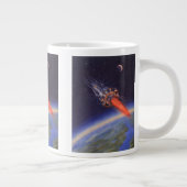  wetenschapscrisis in de ruimte over de aarde grote koffiekop (Rechts)