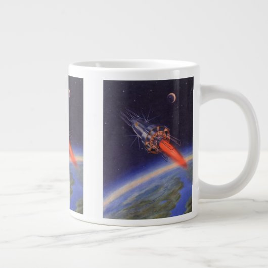  wetenschapscrisis in de ruimte over de aarde grote koffiekop (Rechts)