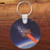 wetenschapscrisis in de ruimte over de aarde sleutelhanger (Voorkant)