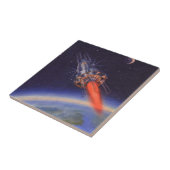 wetenschapscrisis in de ruimte over de aarde tegeltje (Zijkant)