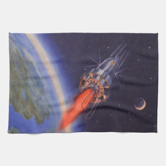  wetenschapscrisis in de ruimte over de aarde theedoek (Horizontaal)