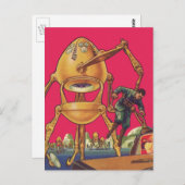 wetenschapscultuur Alien Robot vangt Man Briefkaart (Voorkant / Achterkant)