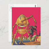  wetenschapscultuur Alien Robot vangt Man Briefkaart (Voorkant / Achterkant)