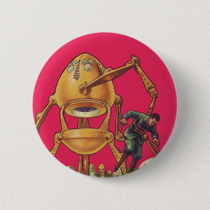 wetenschapscultuur Alien Robot vangt Man Ronde Button 5,7 Cm