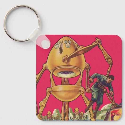  wetenschapscultuur Alien Robot vangt Man Sleutelhanger (Voorkant)