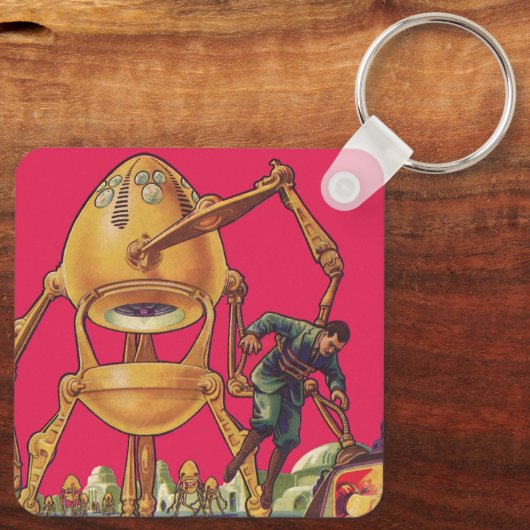 wetenschapscultuur Alien Robot vangt Man Sleutelhanger (Achterkant)