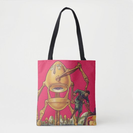 wetenschapscultuur Alien Robot vangt Man Tote Bag (Voorkant)