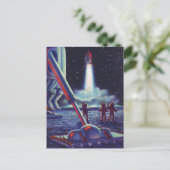 wetenschapscultuur Aliens Wave to Rocket Briefkaart (Staand voorkant)