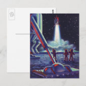 wetenschapscultuur Aliens Wave to Rocket Briefkaart (Voorkant / Achterkant)