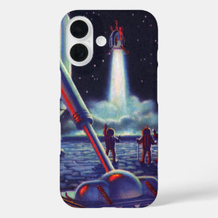  wetenschapscultuur Aliens Wave to Rocket iPhone 16 Hoesje
