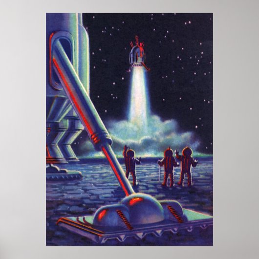  wetenschapscultuur Aliens Wave to Rocket Poster (Voorkant)