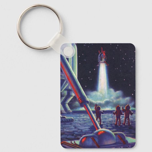  wetenschapscultuur Aliens Wave to Rocket Sleutelhanger (Voorkant)