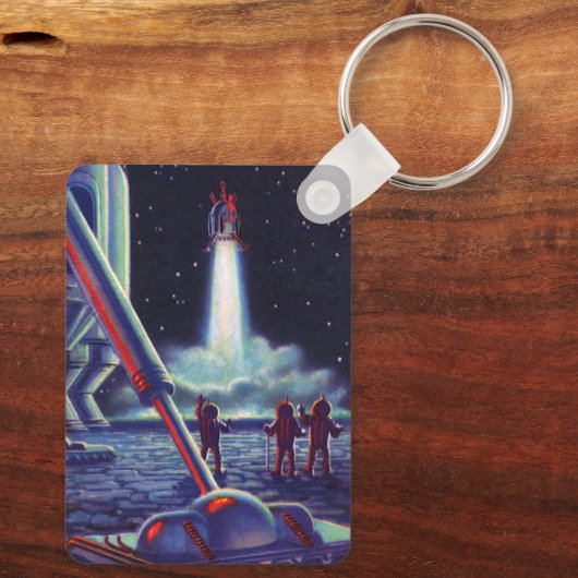  wetenschapscultuur Aliens Wave to Rocket Sleutelhanger (Achterkant)