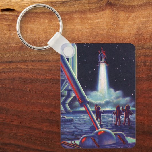  wetenschapscultuur Aliens Wave to Rocket Sleutelhanger (Voorkant)