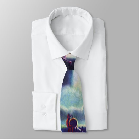  wetenschapscultuur Aliens Wave to Rocket Stropdas (Gebonden)