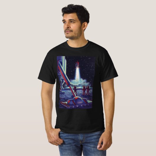 wetenschapscultuur Aliens Wave to Rocket T-shirt (Voorkant volledig)