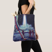 wetenschapscultuur Aliens Wave to Rocket Tote Bag (Dichtbij)