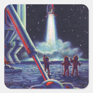 wetenschapscultuur Aliens Wave to Rocket Vierkante Sticker